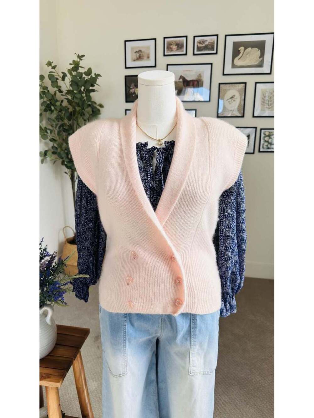 Vintage First Impressions Angora Lambswool Vest - Size S